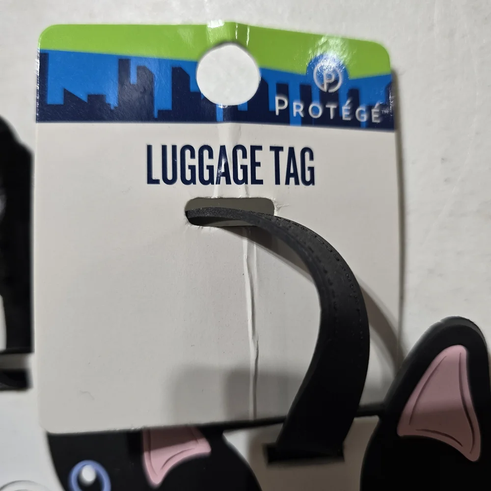 3 Protege Luggage Tags, Black and White Dog Tags, with Boston Terrier Design